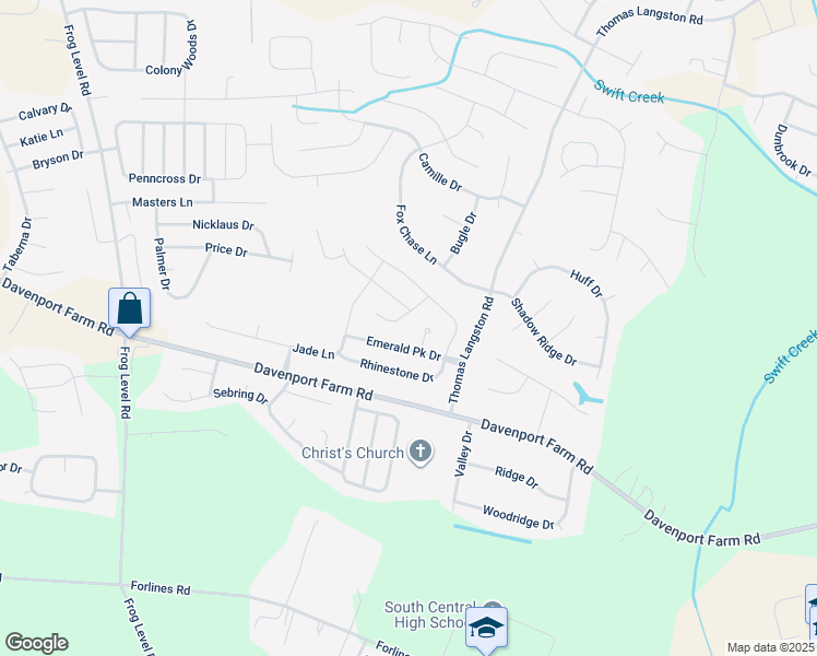 map of restaurants, bars, coffee shops, grocery stores, and more near 605 Moonstone Court in Winterville