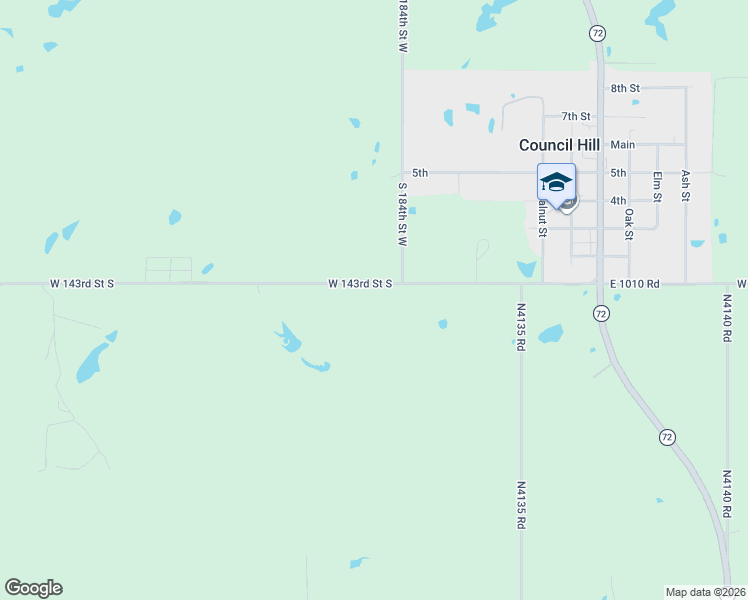 map of restaurants, bars, coffee shops, grocery stores, and more near 18455 West 143rd Street South in Oktaha