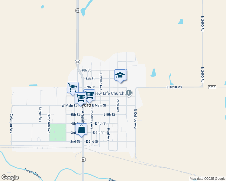 map of restaurants, bars, coffee shops, grocery stores, and more near 320 7th Street in Hydro