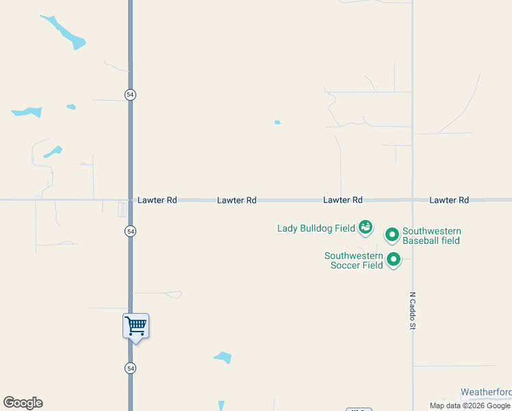 map of restaurants, bars, coffee shops, grocery stores, and more near 24075 Lawter Road in Weatherford