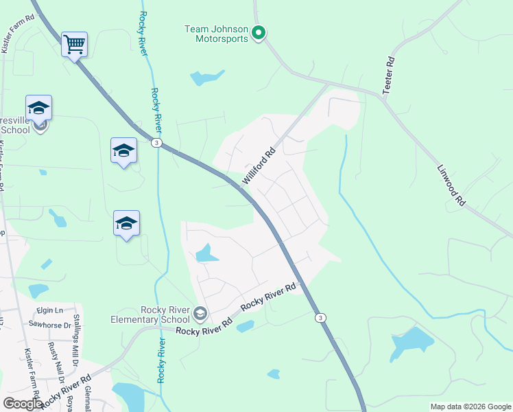 map of restaurants, bars, coffee shops, grocery stores, and more near 141 Cup Chase Drive in Mooresville