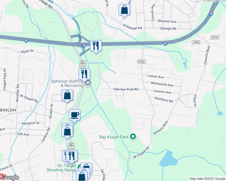 map of restaurants, bars, coffee shops, grocery stores, and more near 356 Oakview Park Road in Asheville