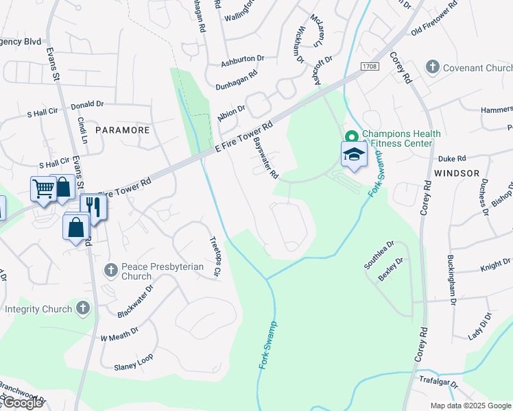 map of restaurants, bars, coffee shops, grocery stores, and more near 4235 Dudleys Grant Drive in Winterville