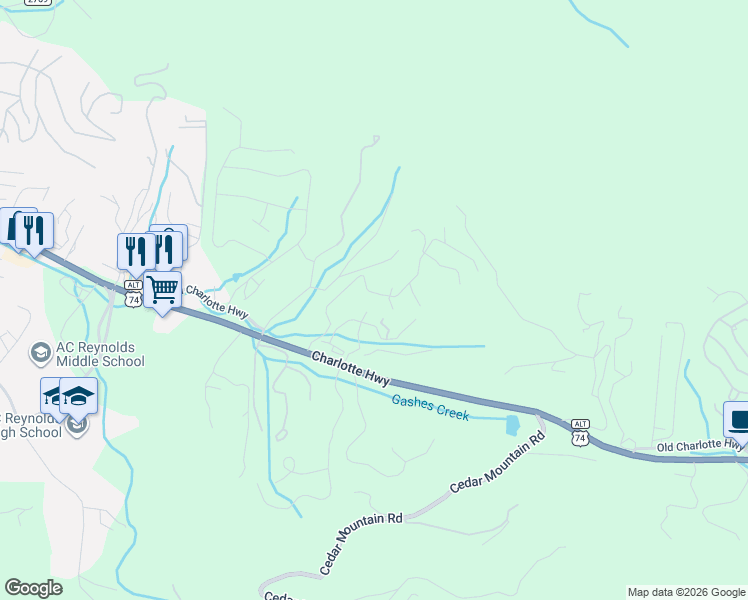 map of restaurants, bars, coffee shops, grocery stores, and more near 43 Cliffview Drive in Asheville