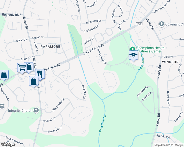 map of restaurants, bars, coffee shops, grocery stores, and more near 4220 Dudleys Grant Drive in Winterville
