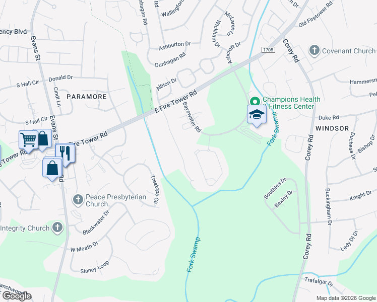 map of restaurants, bars, coffee shops, grocery stores, and more near 4235 Dudleys Grant Drive in Winterville