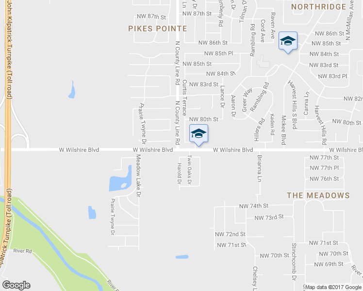 map of restaurants, bars, coffee shops, grocery stores, and more near 7901 Curtis Terrace in Oklahoma City