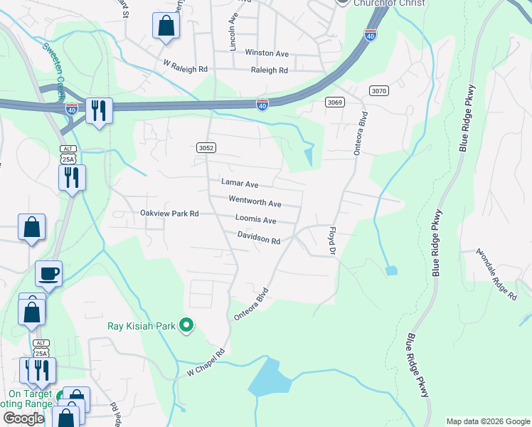 map of restaurants, bars, coffee shops, grocery stores, and more near 29 Wentworth Avenue in Asheville