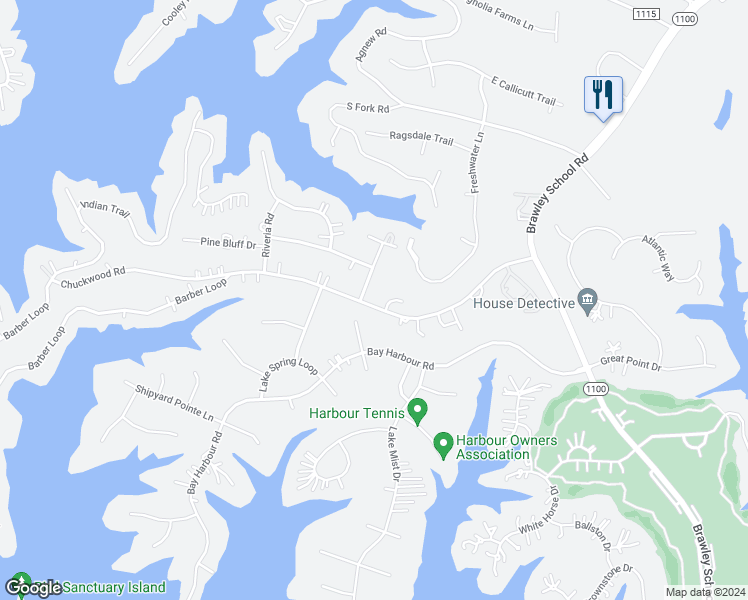 map of restaurants, bars, coffee shops, grocery stores, and more near 208 Chuckwood Road in Mooresville