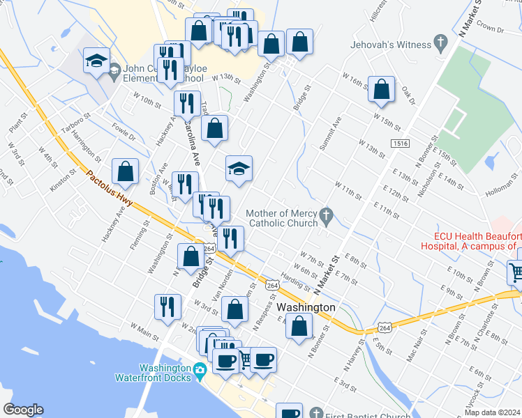 map of restaurants, bars, coffee shops, grocery stores, and more near 814 Van Norden in Washington