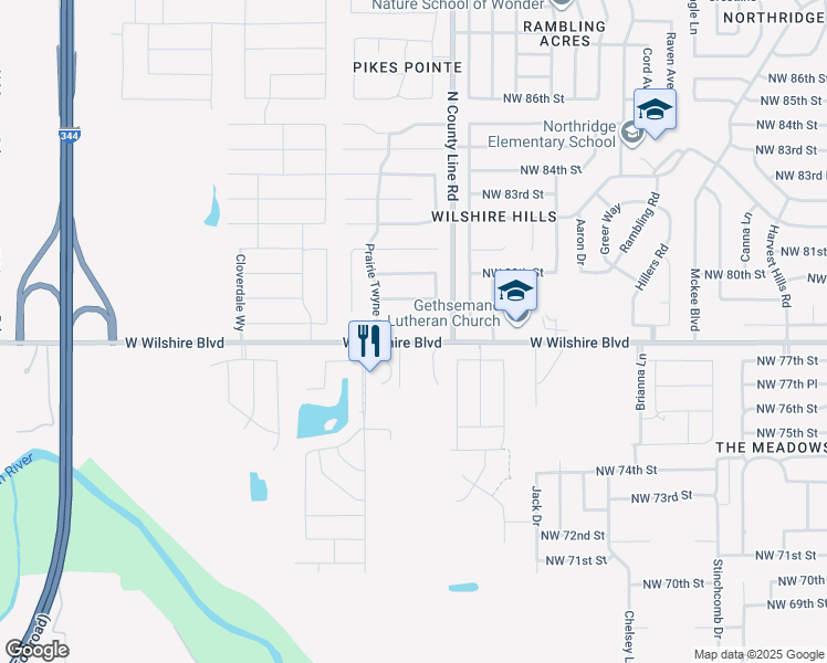 map of restaurants, bars, coffee shops, grocery stores, and more near 9020 Northwest 79th Terrace in Yukon