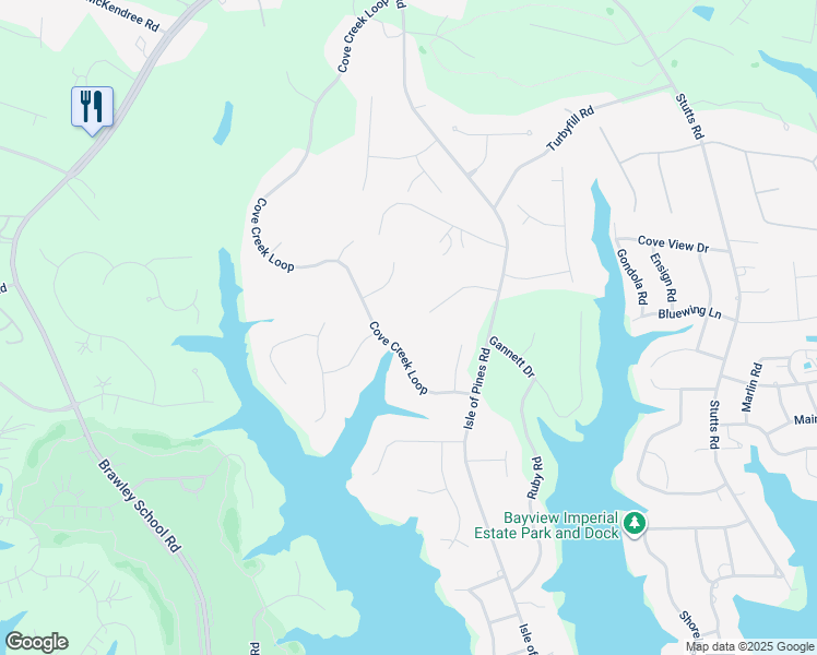 map of restaurants, bars, coffee shops, grocery stores, and more near English Ivy Lane in Mooresville