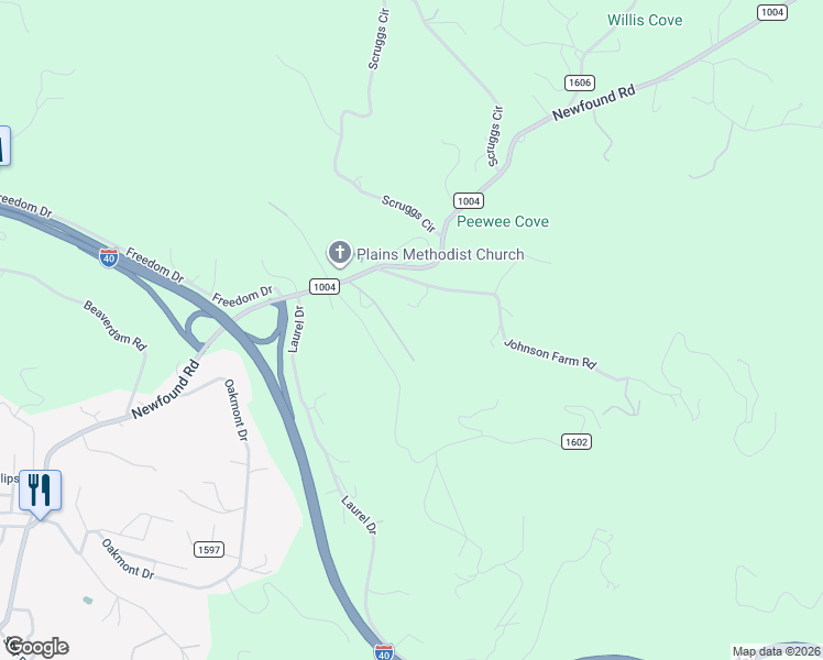 map of restaurants, bars, coffee shops, grocery stores, and more near 145 Keener Road in Canton
