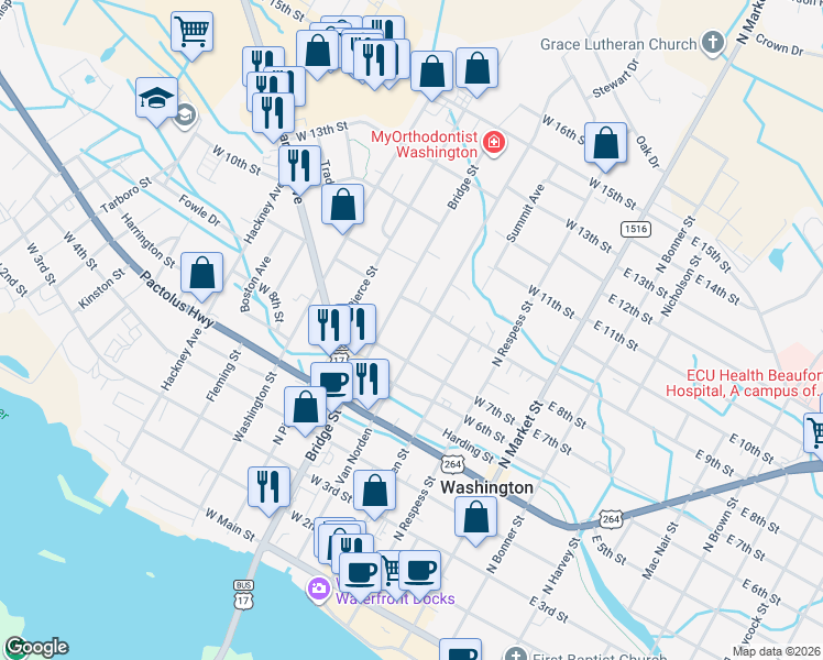map of restaurants, bars, coffee shops, grocery stores, and more near 814 Van Norden in Washington