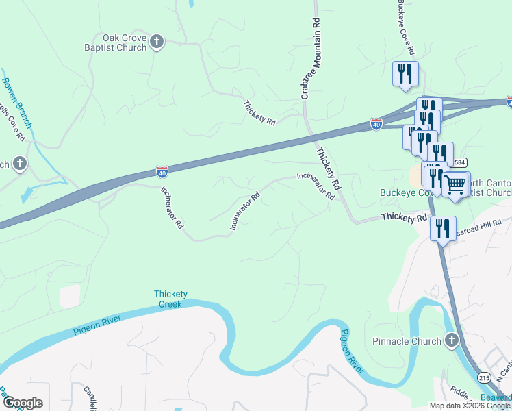 map of restaurants, bars, coffee shops, grocery stores, and more near 381 Incinerator Road in Clyde