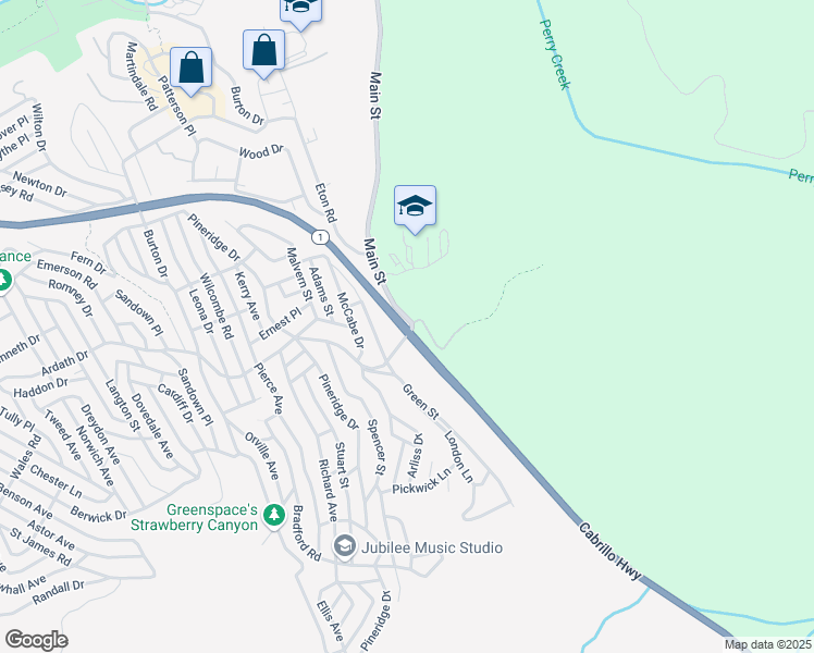 map of restaurants, bars, coffee shops, grocery stores, and more near 2 Main Street in Cambria