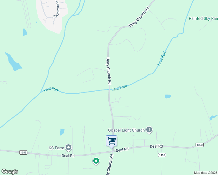 map of restaurants, bars, coffee shops, grocery stores, and more near 9281 Unity Church Road in Mooresville