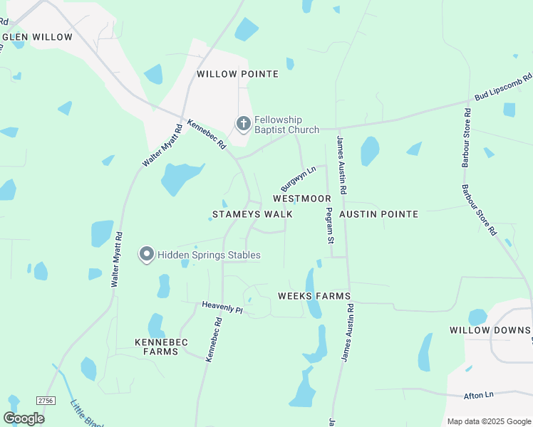 map of restaurants, bars, coffee shops, grocery stores, and more near 7705 Eagle Chase Drive in Willow Spring