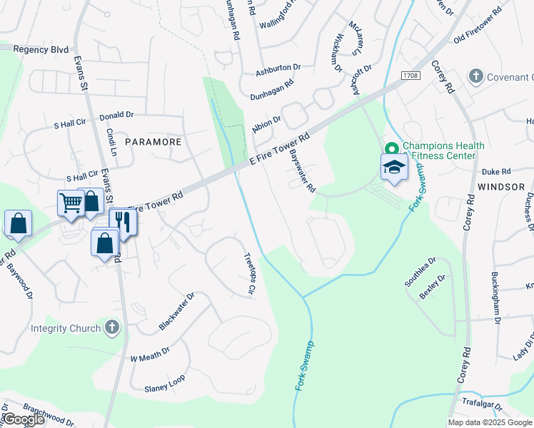 map of restaurants, bars, coffee shops, grocery stores, and more near 4220 Dudleys Grant Drive in Winterville