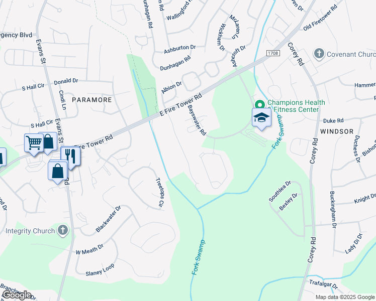 map of restaurants, bars, coffee shops, grocery stores, and more near 4225 Dudleys Grant Drive in Winterville