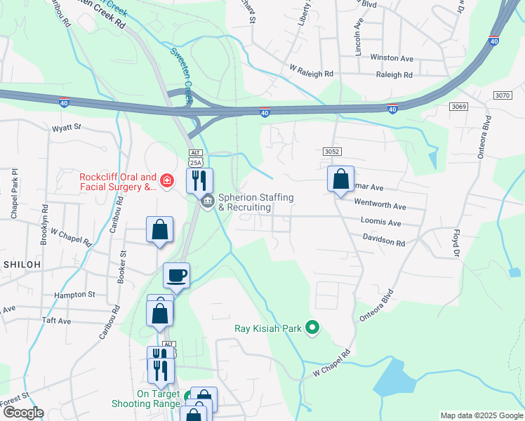 map of restaurants, bars, coffee shops, grocery stores, and more near 349 Oakview Park Road in Asheville