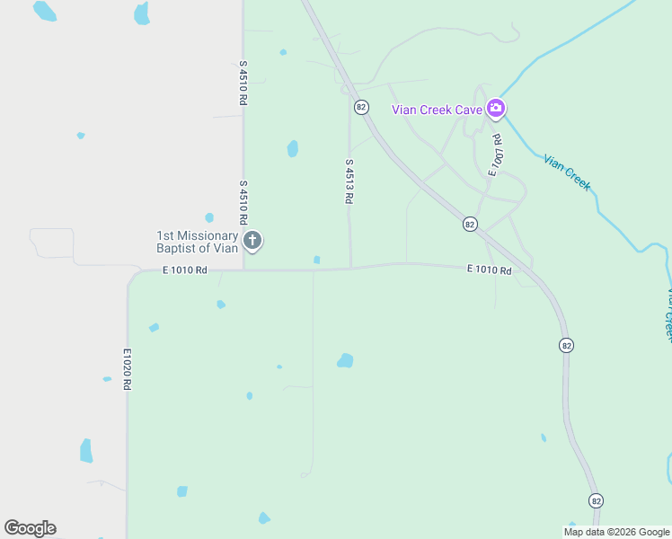 map of restaurants, bars, coffee shops, grocery stores, and more near 451525 East 1010 Road in Vian