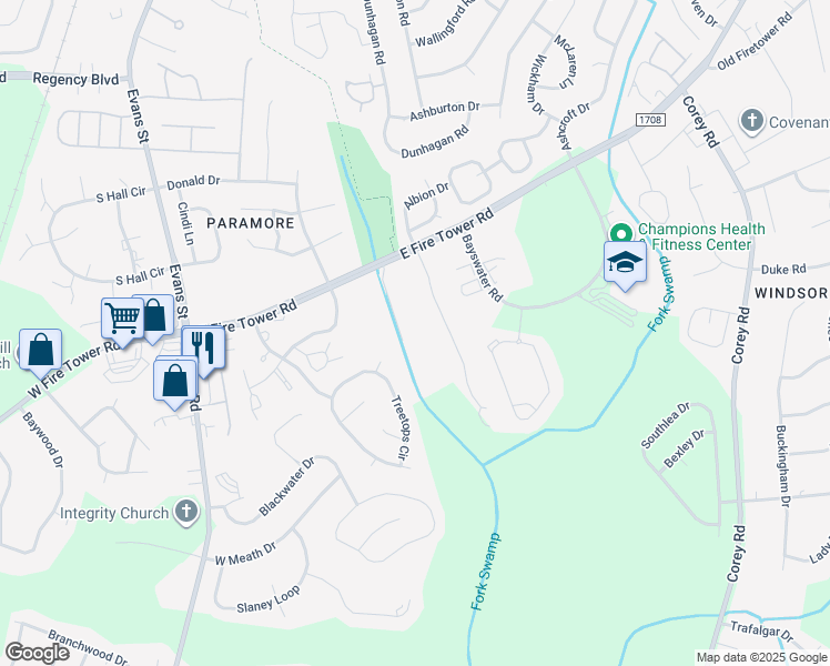 map of restaurants, bars, coffee shops, grocery stores, and more near 4182 Dudleys Grant Drive in Winterville