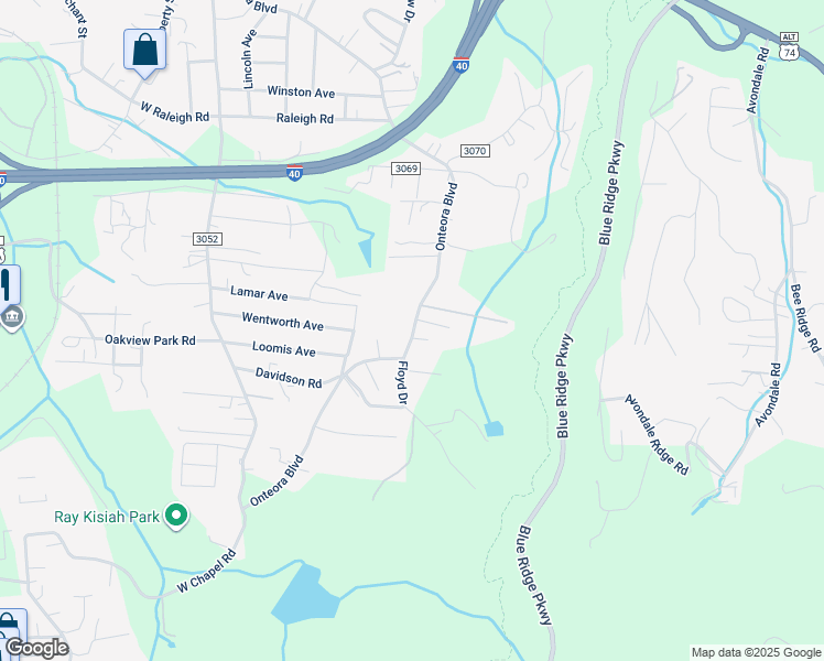 map of restaurants, bars, coffee shops, grocery stores, and more near 415 Onteora Boulevard in Asheville