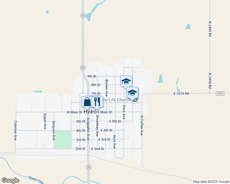map of restaurants, bars, coffee shops, grocery stores, and more near 320 7th Street in Hydro