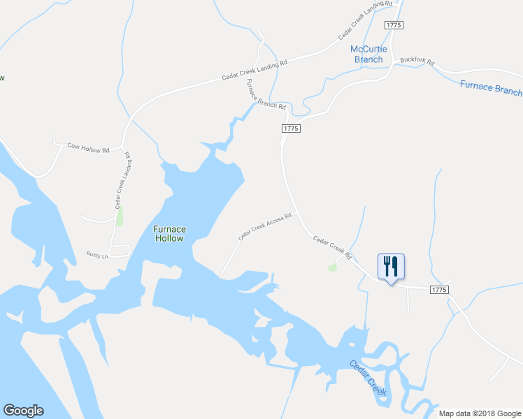 map of restaurants, bars, coffee shops, grocery stores, and more near 3423 Cedar Creek Road in Linden