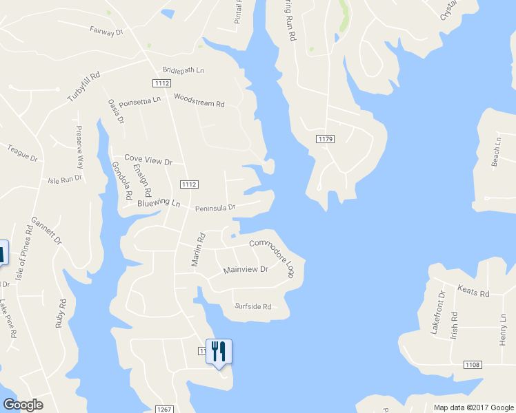 map of restaurants, bars, coffee shops, grocery stores, and more near 158 Peninsula Drive in Mooresville