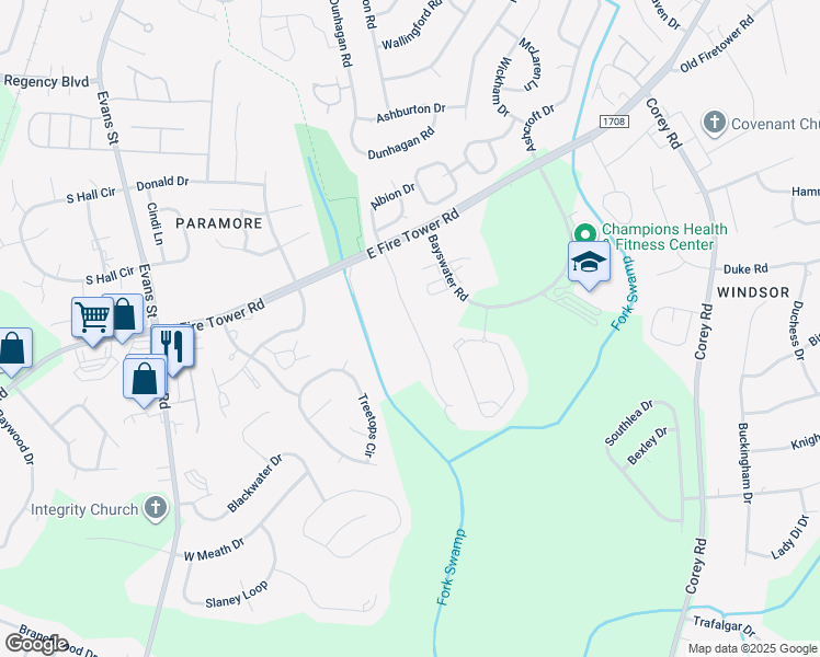 map of restaurants, bars, coffee shops, grocery stores, and more near 4210 Dudleys Grant Drive in Winterville
