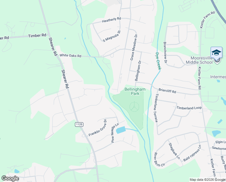 map of restaurants, bars, coffee shops, grocery stores, and more near 129 Sherman Oaks Lane in Mooresville