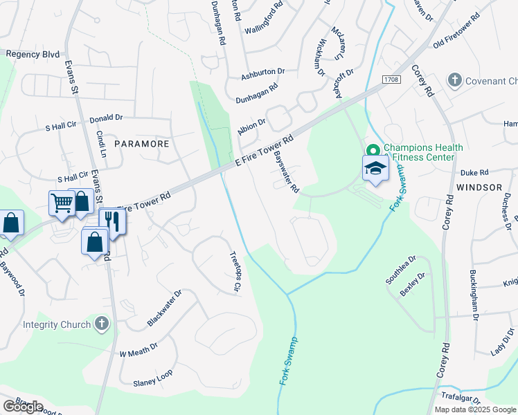 map of restaurants, bars, coffee shops, grocery stores, and more near 4180 Dudleys Grant Drive in Winterville