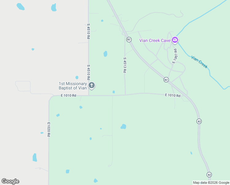 map of restaurants, bars, coffee shops, grocery stores, and more near 451525 East 1010 Road in Vian