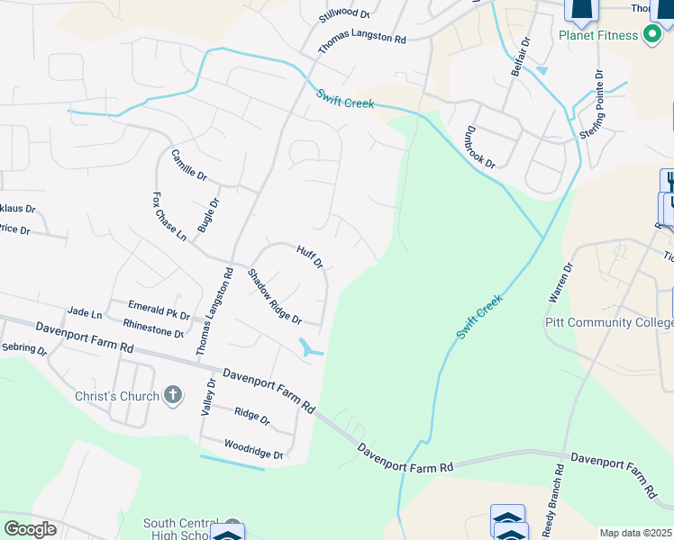 map of restaurants, bars, coffee shops, grocery stores, and more near 2005 Carey Court in Winterville