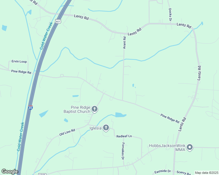 map of restaurants, bars, coffee shops, grocery stores, and more near 1580 Pine Ridge Road in China Grove