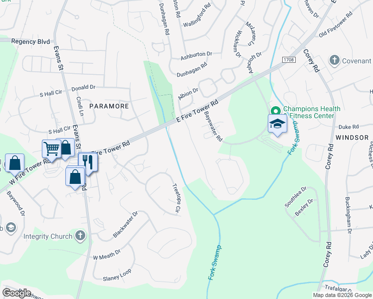 map of restaurants, bars, coffee shops, grocery stores, and more near 4182 Dudleys Grant Drive in Winterville
