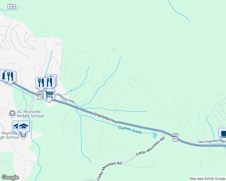 map of restaurants, bars, coffee shops, grocery stores, and more near 43 Cliffview Drive in Asheville