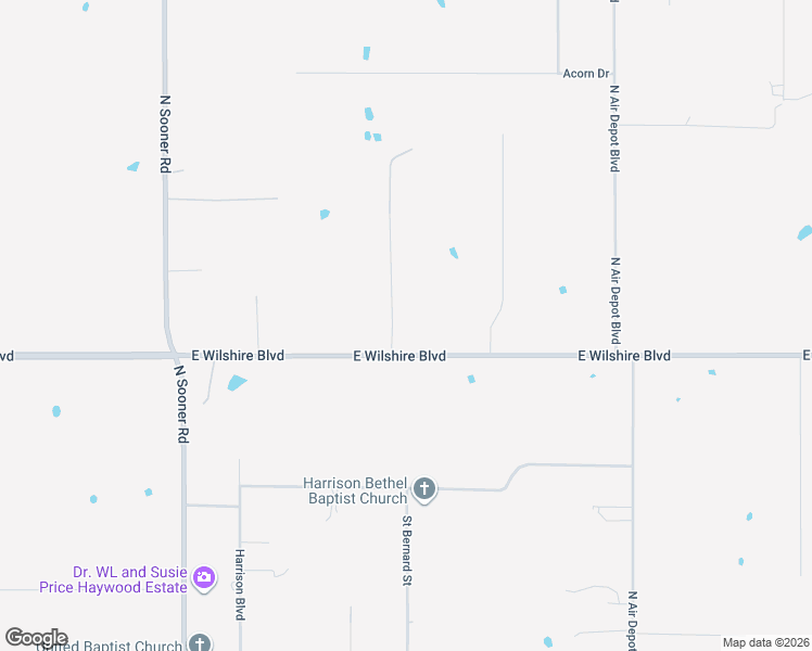 map of restaurants, bars, coffee shops, grocery stores, and more near 6301 East Wilshire Boulevard in Oklahoma City