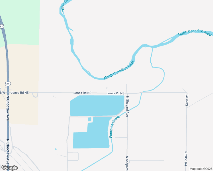 map of restaurants, bars, coffee shops, grocery stores, and more near 1315 Jones Road Northeast in El Reno