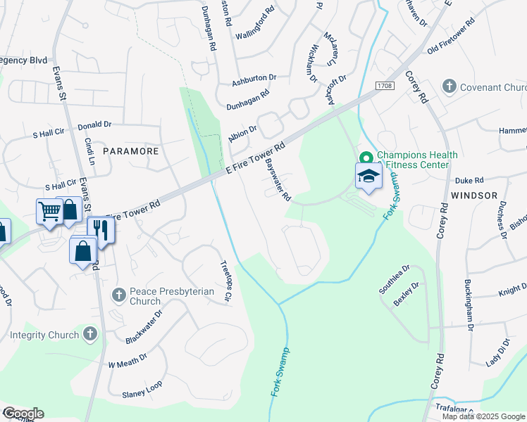 map of restaurants, bars, coffee shops, grocery stores, and more near 4205 Dudleys Grant Drive in Winterville