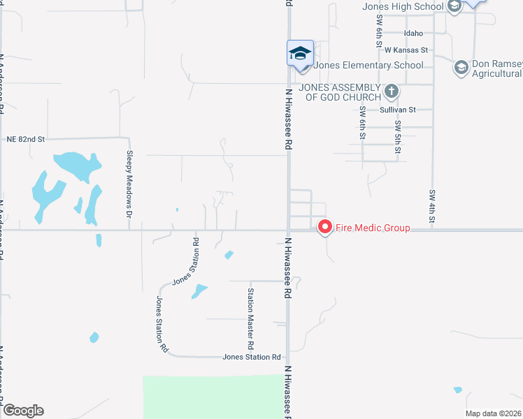 map of restaurants, bars, coffee shops, grocery stores, and more near 12901 East Wilshire Boulevard in Jones