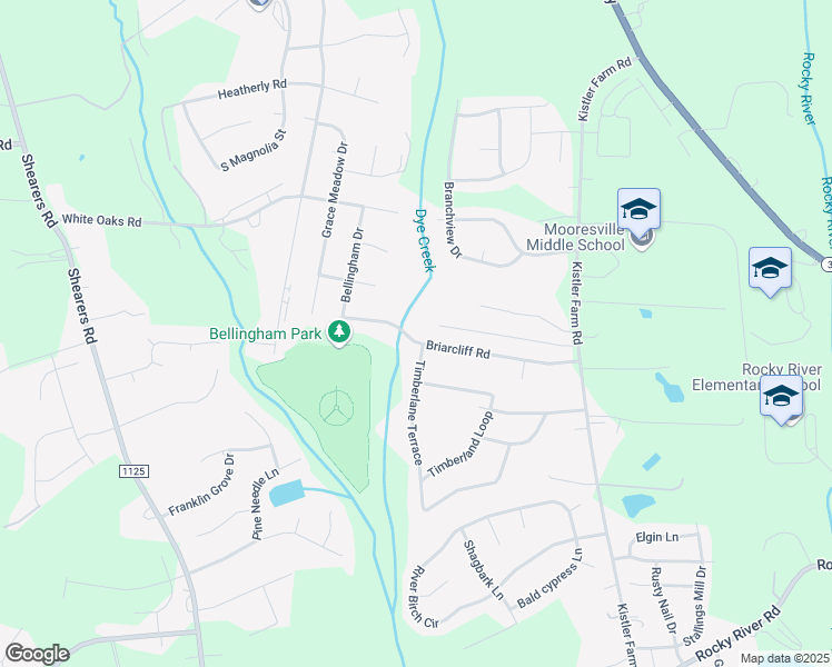 map of restaurants, bars, coffee shops, grocery stores, and more near 930 Briarcliff Road in Mooresville