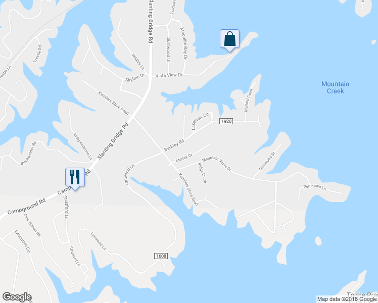 map of restaurants, bars, coffee shops, grocery stores, and more near 7890 Marley Drive in Sherrills Ford