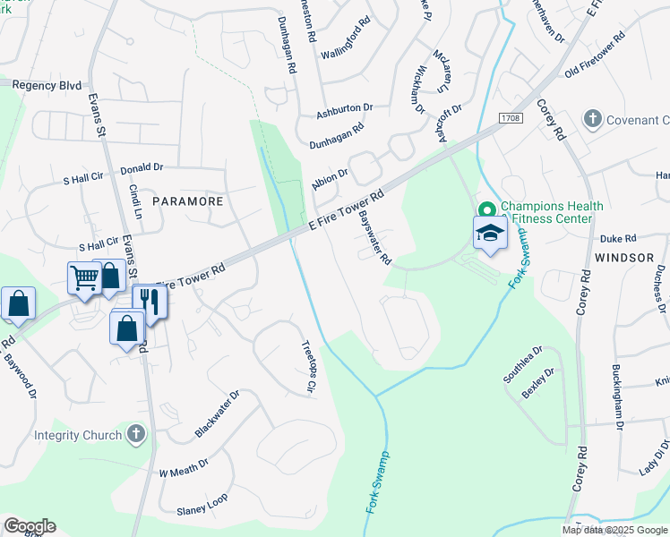 map of restaurants, bars, coffee shops, grocery stores, and more near 4155 Dudleys Grant Drive in Winterville