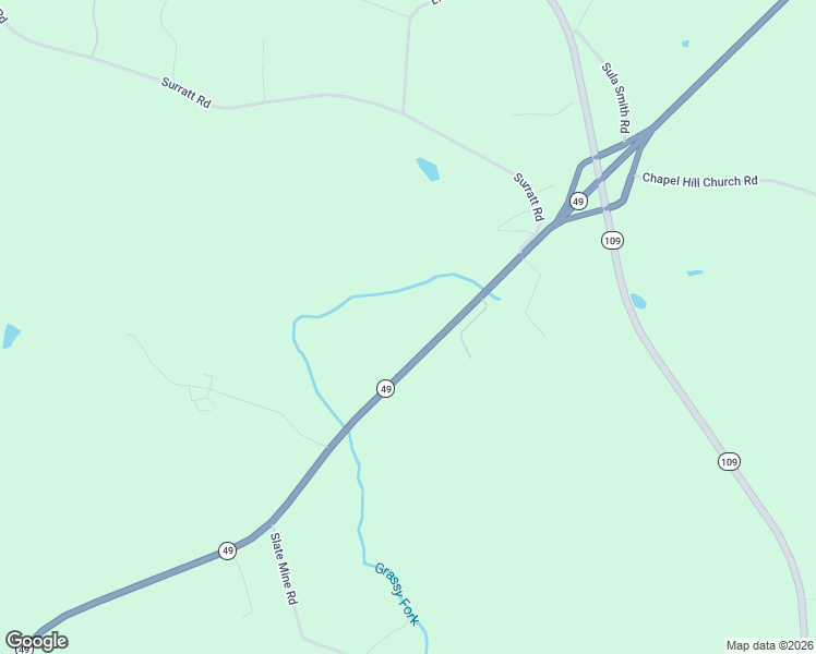map of restaurants, bars, coffee shops, grocery stores, and more near 6423 North Carolina 49 in Denton