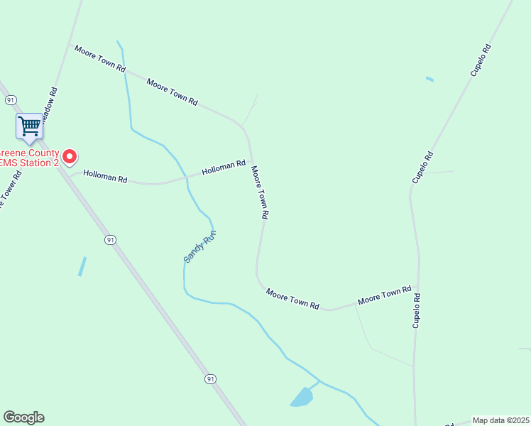map of restaurants, bars, coffee shops, grocery stores, and more near Moore Town Road in Farmville