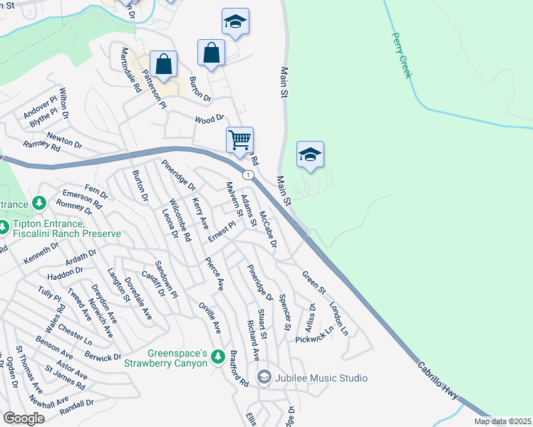 map of restaurants, bars, coffee shops, grocery stores, and more near 2311 Green Street in Cambria