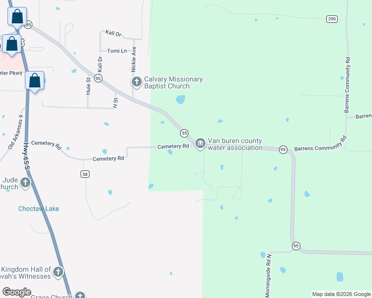 map of restaurants, bars, coffee shops, grocery stores, and more near 976 Arkansas 95 in Clinton